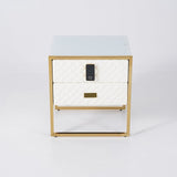 2 Drawers Bedroom Nightstand with Electronic Lock Stainless Steel Base White