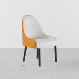 Modern PU Leather (Set of 2) Dining Chairs with Metal Legs White & Orange