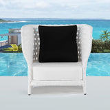 All-Weather Patio Club Chair Rattan Outdoor Club Chair with Cushion & Pillow White
