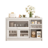 Storage Sideboard Cabinet Extendable Wood Buffet Foldable Dining Table White