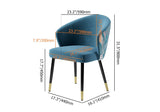 Upholstered Velvet Dining Chair Curved Back Modern Arm Chair Blue