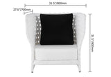 All-Weather Patio Club Chair Rattan Outdoor Club Chair with Cushion & Pillow White