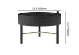 Modern Round Wood Rotating Tray Coffee Table with Storage & Metal Legs Black