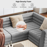 Modern L-Shaped Boucle Modular Sectional Sofa & 4-Seater Sofa Gray