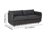Martic 53.1" Wide Aluminum & Rope Outdoor Loveseat Patio Sofa with Cushions Black