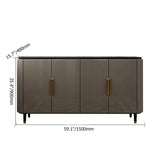 Modern Sideboard Buffet Black Kitchen Cabinet with 4 Doors in Gold Gray