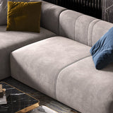 Veln 110.2" L-Shape Gray Velvet Upholstered Sectional Sofa with Left Chaise Gray