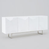 Modern Buffet Sideboard Kitchen Cabinet with 4 Doors Adjustable Shelves White