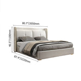 Wingback Bed with Faux Leather Upholstered Headboard & Wood Slats Off-White