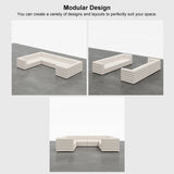 Modern L-Shaped Boucle Modular Sectional Sofa & 4-Seater Sofa White