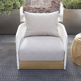 White Black Woven Rope Outdoor Swivel Chair Sofa 360 Degree Rotatable Coastal Patio Armchair White