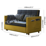 Modern 2 Seat Convertible Sofa Bed Full Sleeper Cotton & Linen Upholstery Yellow & Black