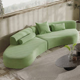 Curved Velvet Modular Sofa Sectional - Comfy Velvet Couch for Living Spaces Green