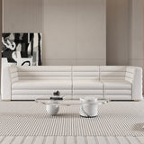 Modern L-Shaped Boucle Modular Sectional Sofa & 4-Seater Sofa White