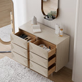 Modern Whitewashed 6-Drawer Dresser Chest Storage Cabinet Whitewash