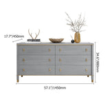 Solid Wood Dresser with Brass Accents – 6 Drawer Bedside Cabinet Gray