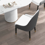 Modern PU Leather (Set of 2) Dining Chairs with Metal Legs White & Gray