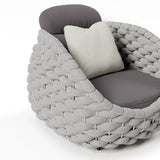 Tatta Modern Outdoor Swivel Chair 360 Degree Rotatable Gray Woven Rope Armchair Sofa Gray