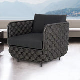 Martic 27.6" Wide Modern Aluminum & Rope Outdoor Patio Sofa with Cushion in Gray Black