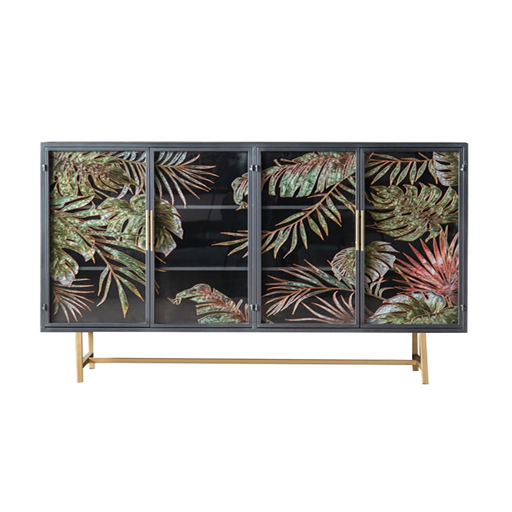 Modern Sideboard Buffet Colored Drawing Surface Tempered Glass Doors 70.9"W x 15"D x 37.4"H