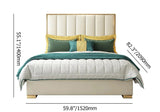 Platform Bed White Upholstered Faux Leather Bed with Gold Legs White