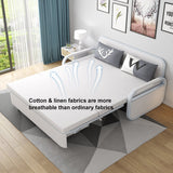 Modern Convertible Sleeper Sofa Cotton & Linen Upholstery with Storage White