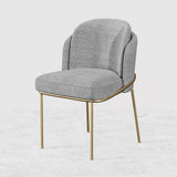 Linenic Modern Dining Chair Modern Cotton&Linen Upholstered Side Chair in Gold Gray