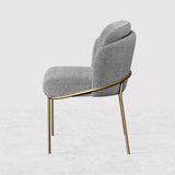 Linenic Modern Dining Chair Modern Cotton&Linen Upholstered Side Chair in Gold Gray