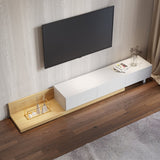 Kayla Rectangle Wood Retractable TV Stand & Media Console with 3-Drawer Natural & White