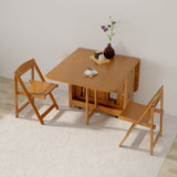 Modern Solid Wood Folding 5 Piece Dining Table Set for 4 Natural
