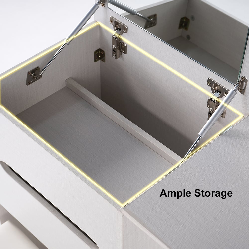 Versatile Mini Vanity Desk and Bedside Table Combo White