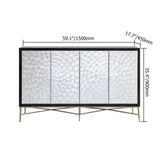 Modern Sideboard Buffet White Natural Shell Surface with Doors & Shelves White & Black