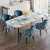 Upholstered Velvet Dining Chair Curved Back Modern Arm Chair Blue