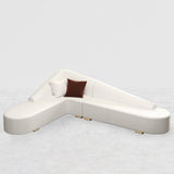 Modern L-Shaped Corner Sectional Sofa for Living Room Faux Leather Upholstery White