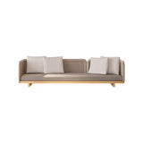 76.8" Rattan Outdoor Sofa with Cushion Pillow Patio 3-Seater Sofa in Khaki Khaki;Natural