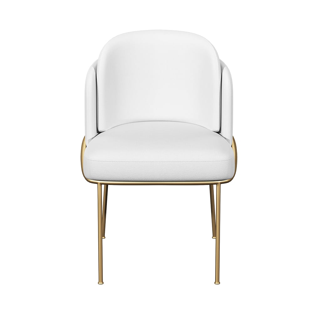 Linenic Modern Dining Chair Modern Cotton&Linen Upholstered Side Chair in Gold White