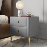 Modern Nightstand 2-Drawer Bedside Cabinet with Sintered Stone Top Gray