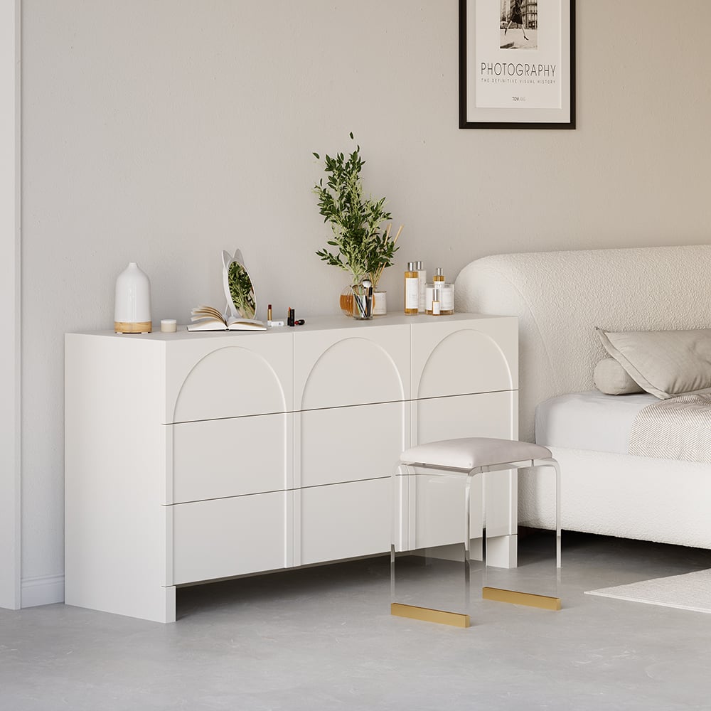 apandi Cream White Dresser Nordic Arch Chest of Drawers Storage Cabinet 9