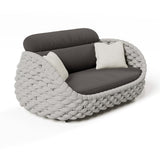 Tatta 2-Seater Woven Rope Outdoor Sofa Patio Loveseat Removable Cushion Gray & Black Gray