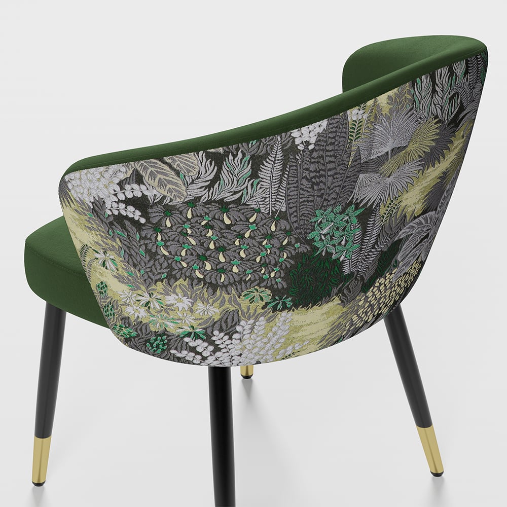 Upholstered Velvet Dining Chair Curved Back Modern Arm Chair Green