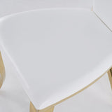 Modern Upholstered Dining Chairs Set of 2 High Back Side Chair Stainless Steel Legs White & Gold