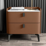 Modern Luxury 2 Drawers Bedroom Nightstand Sintered Stone Bedside Table Orange