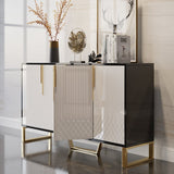 Aro Contemporary Sideboard Buffet 4-Door Sideboard Table Kitchen Buffet Table White & Black