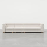 Modern L-Shaped Boucle Modular Sectional Sofa & 4-Seater Sofa White