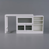 Storage Sideboard Cabinet Extendable Wood Buffet Foldable Dining Table White