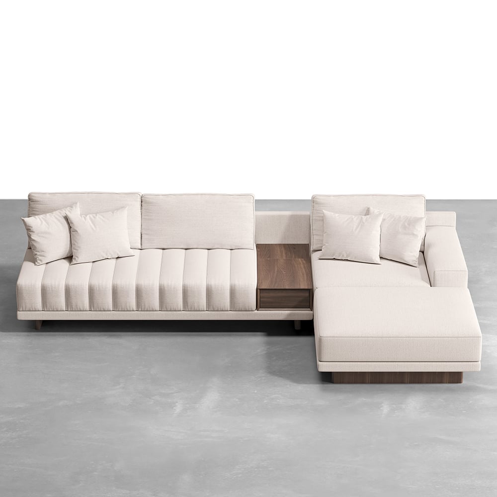 Modular L Shape Couch with Ottoman - Comfy Sectional Sofa with Storage Off-White