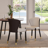 Modern Gray (Set of 2) Upholstered Wingback Dining Chairs PU Leather Gray & Brown