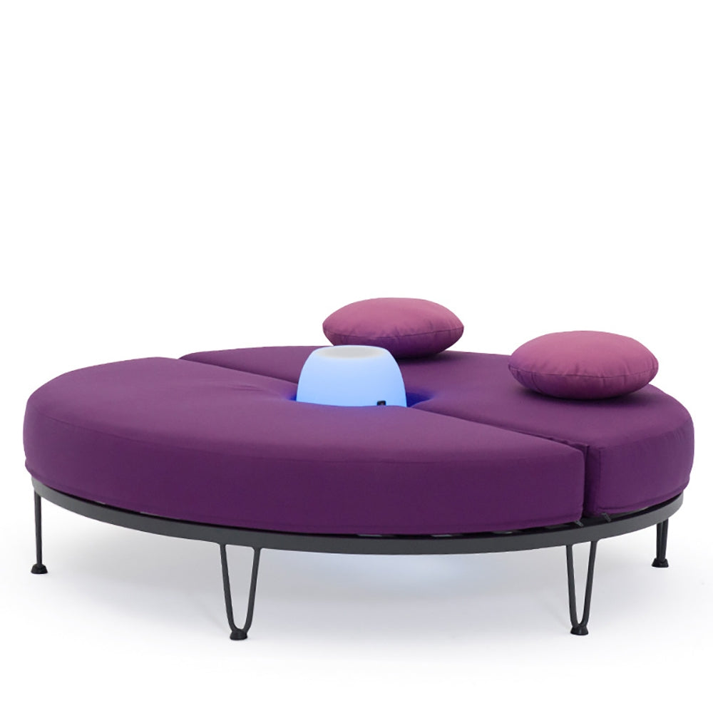 Patio Daybed Round Outdoor Daybed Convertible with Bluetooth Speaker LED and Pillow Purple