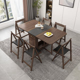 Ultic 5-Piece Modern 59" Rectangle Dining Table Set Ash Wood Foldable Walnut Walnut