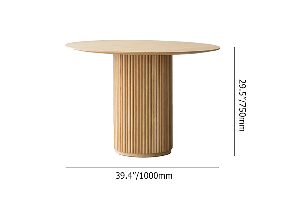 Japandi Round Small Dining Table for 2 Person Natural Wood Tabletop Natural